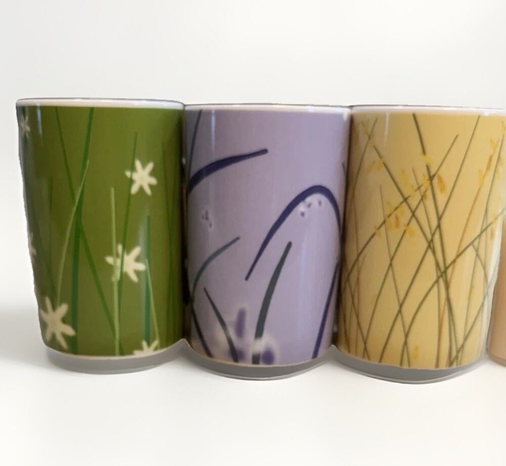 3 Starbucks Meadow Series Summer Wheat 2004 Tall Coffee Mugs Farmhouse Yellow
